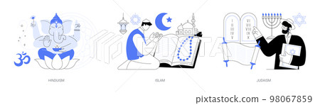 World religions abstract concept vector illustrations. 98067859