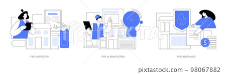 Fire prevention abstract concept vector illustrations. 98067882