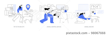 Urban pets abstract concept vector illustrations. Urban pets abstract concept vector illustrations. 98067888