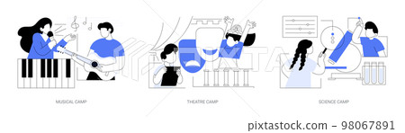 Summer vacation camps abstract concept vector illustrations. Summer vacation camps abstract concept vector illustrations. 98067891
