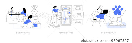 Inclusive public places abstract concept vector illustrations. 98067897