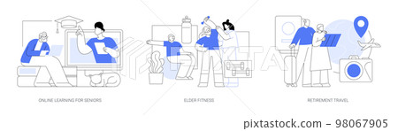 Elderly people lifestyle abstract concept vector illustrations. 98067905
