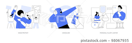 Riots outrage abstract concept vector illustrations. Riots outrage abstract concept vector illustrations. 98067935