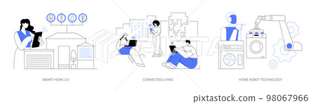 Smart living environment abstract concept vector illustrations. 98067966