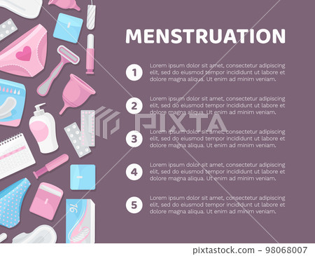 Feminine Hygiene Banner with Intimate Sanitary Objects Vector Template Feminine Hygiene Banner with Intimate Sanitary Objects Vector Template 98068007