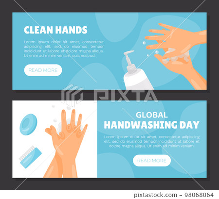 Hand Hygiene and Washing Instruction Design Vector Template 98068064