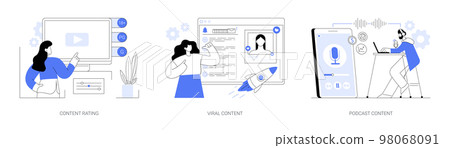 Media and tv content abstract concept vector illustrations. Media and tv content abstract concept vector illustrations. 98068091