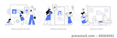 Media content limitation technology abstract concept vector illustrations. 98068092