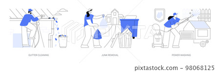 House and garden maintenance abstract concept vector illustrations. House and garden maintenance abstract concept vector illustrations. 98068125