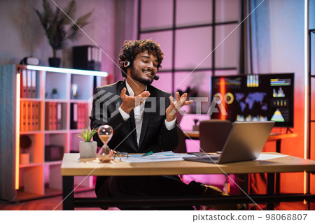 Positive happy excited young manager or businessman, laughing having successful deal 98068807