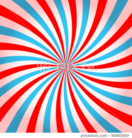 Pink and blue radial twirled stipes, vortex effect, pinwheel pattern. Circus, carnival or festival background. Bubble gum, sweet lollipop candy, ice cream texture 98068869