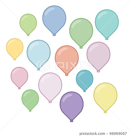 Balloons in cartoon flat style isolated on white 98069087