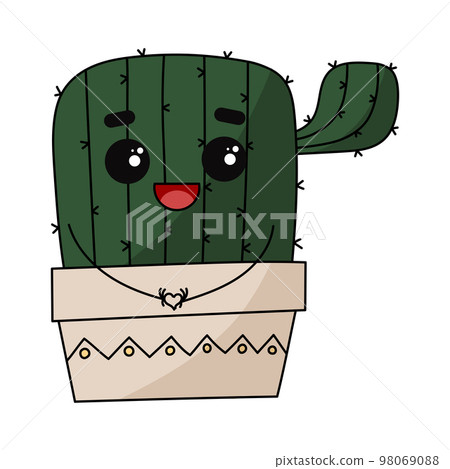 Cute happy smiling cactus. Vector flat cartoon 98069088