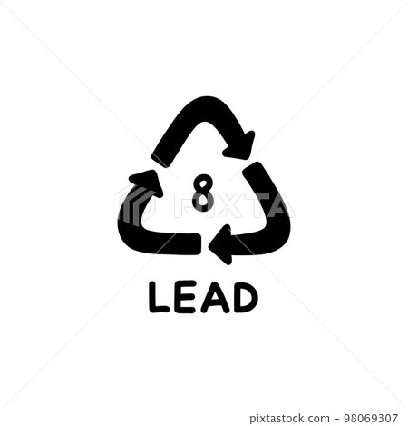 recycling codes battery doodle icons, vector color line illustration 98069307