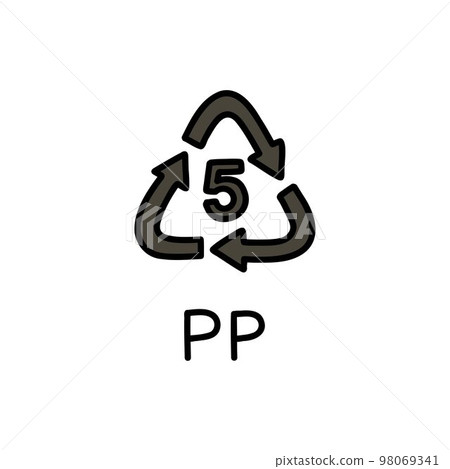 type of plastic symbol pp doodle icon, vector color line illustration 98069341