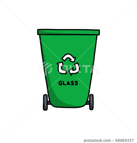 recycle bin container glass doodle icon, vector color line illustration 98069357