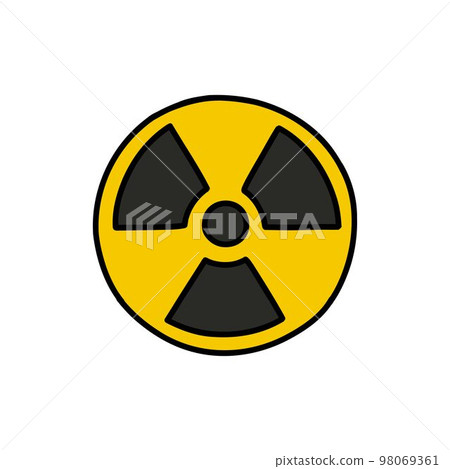 ionizing radiation symbol doodle icon, vector color line illustration 98069361
