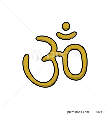 om doodle icon, vector color line illustration 98069380