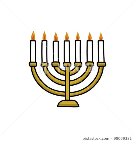 menorah doodle icon, vector color line illustration 98069381