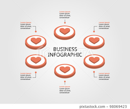 heart or love template for infographic for presentation for 6 element heart or love template for infographic for presentation for 6 element 98069423