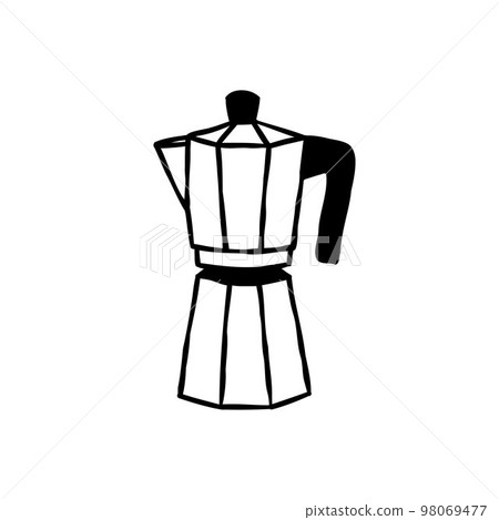 moka pot doodle icon, vector hand drawn illustration 98069477