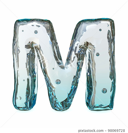 Blue ice font Letter M 3D Blue ice font Letter M 3D 98069728