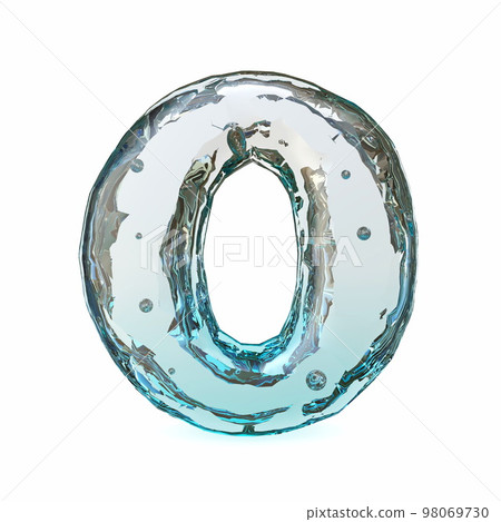 Blue ice font Letter O 3D 98069730