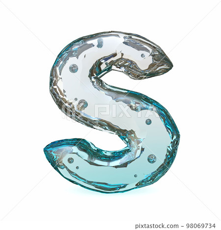 Blue ice font Letter S 3D 98069734