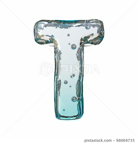 Blue ice font Letter T 3D 98069735