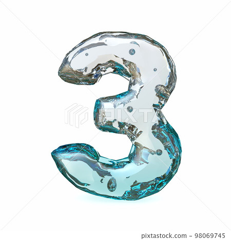 Blue ice font Number 3 THREE 3D Blue ice font Number 3 THREE 3D 98069745