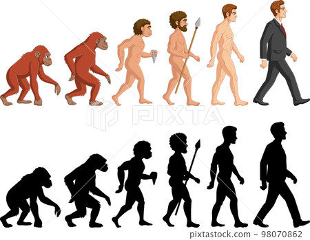 Cartoon evolution man on white background Cartoon evolution man on white background 98070862