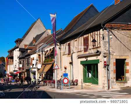 Street in French township of Aubigny-sur-Nere with half-timbered houses Street in French township of Aubigny-sur-Nere with half-timbered houses 98071801
