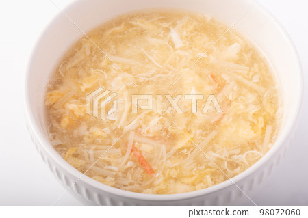 Enoki mushroom and crab stick egg soup Enoki mushroom and crab stick egg soup 98072060