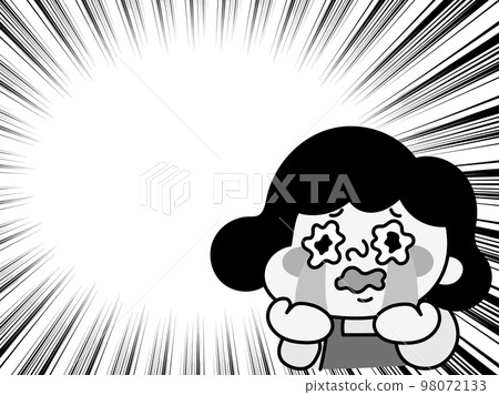 Comical female character illustration material crying with concentration line and tears 98072133