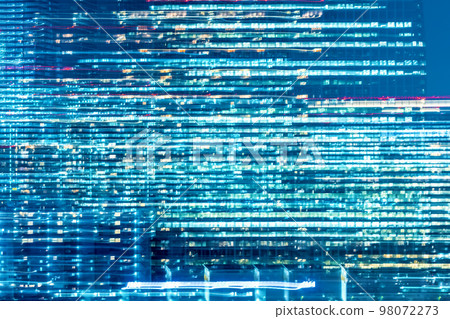 Abstract blurred bokeh neon light trails background 98072273