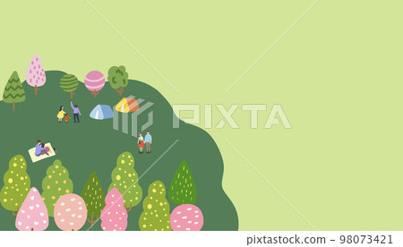 Spring picnic, family, lover illustration.- advertisement, poster, wedding invitation, banner Spring picnic, family, lover illustration.- advertisement, poster, wedding invitation, banner 98073421