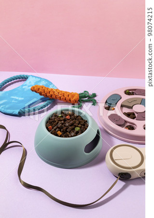 creative concept photo of healthy pet dog food and treats 98074215