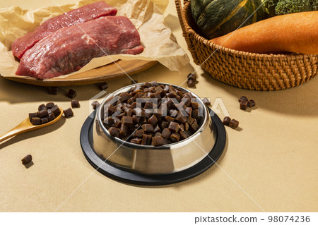 creative concept photo of healthy pet dog food and treats creative concept photo of healthy pet dog food and treats 98074236