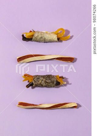 creative concept photo of healthy pet dog food and treats 98074266