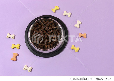 creative concept photo of healthy pet dog food and treats creative concept photo of healthy pet dog food and treats 98074302