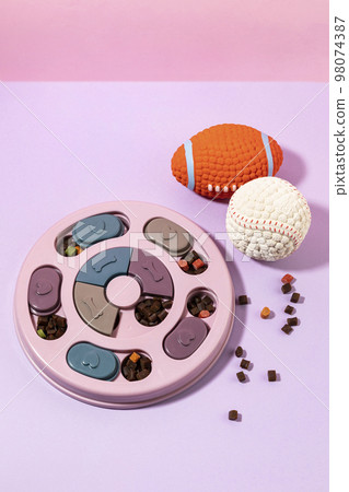 creative concept photo of healthy pet dog food and treats 98074387