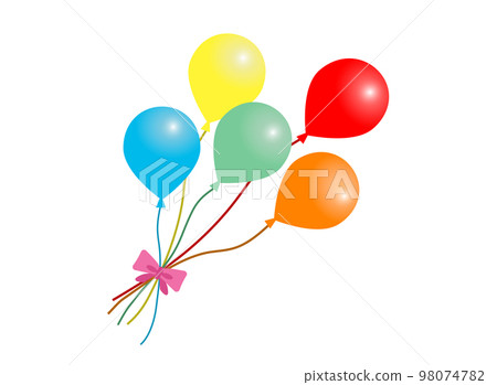 用絲帶綁著的彩色氣球的插圖 98074782