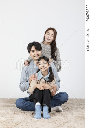 happy Asian Korean family, isolated in white background happy Asian Korean family, isolated in white background 98074893