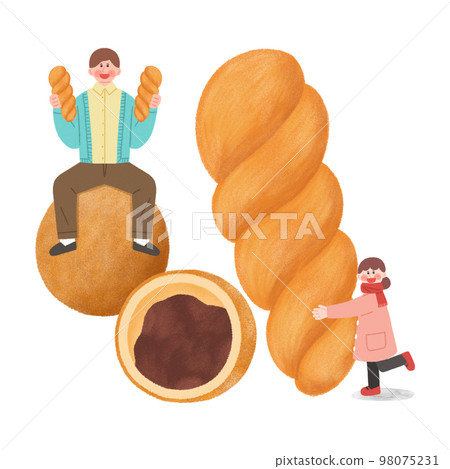 korean winter street food illustration_twisted bread stick 98075231