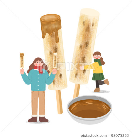 korean winter street food illustration_honey filled rice cake 98075263