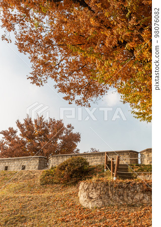 autumn landscape, scenery of Suwon Hwaseong in Korea 98076082