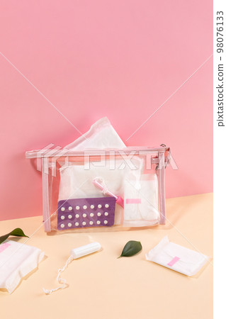 woman menstrual products_pouch and menstrual supplies woman menstrual products_pouch and menstrual supplies 98076133