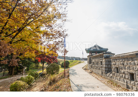 autumn landscape, scenery of Suwon Hwaseong in Korea 98076336