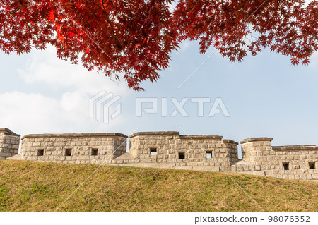 autumn landscape, scenery of Suwon Hwaseong in Korea 98076352