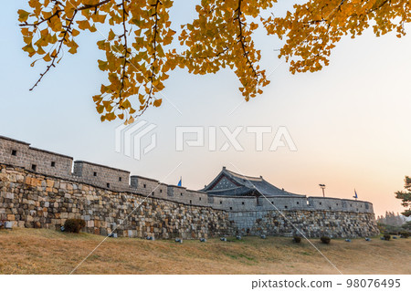 autumn landscape, scenery of Suwon Hwaseong in Korea autumn landscape, scenery of Suwon Hwaseong in Korea 98076495